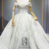2023 White Lace Off Shoulder Deep V Short Sleeves Wedding Gowns for Bride A-Line Formal Wedding Appliques Selina202350602