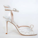 2024AriëlleLace100 I OffWhiteLaceWeddingShoes I HandmadePearlHighHeels I Open-toe BridalShoes I WeddingShoes I BridesmaidStilettoSandals 202408081