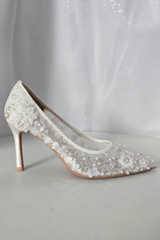 LuxuryWhiteLaceBridal PumpsPointedToeHighHeelWeddingShoeforBrideSelina2025410