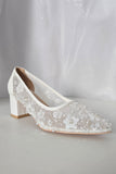 LaceWeddingShoesWhiteEmbroideredBridalShoesClosedToeWeddingShoeRoundedBridalHeelLowHeelsforBride2025411
