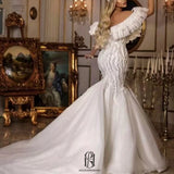 2022 Mermaid Short Sleeves Wedding Dress Strapless Deep V selina20220617