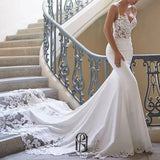 Mermaid Thin Straps Beaded Wedding Dress Selina202261601