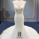 2023 Wedding Dresses for Bride Flower Lace Sleeveless Lace White Bridal Gowns for Women Selina202342002