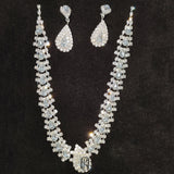 White Gold/Gold Plated Women Teardrop Bridal Tennis Necklace and Drop Earring Set for Wedding Brides selina2022091601