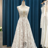 New Elegant Bridal Wedding Dress Lace Sleevesless Deep V-neck selina2022062314