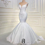 Satin Straps Sleevesless Mermaid Wedding Dress selina202250741
