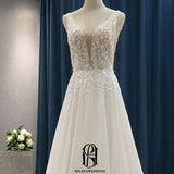 New Sleevesless Floral Decorative V-neck Wedding Dress selina202241803
