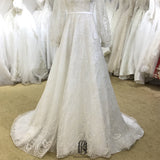 2022 Bride Wedding Dress Lace White Long Sleeves Round-neck selina2022062320