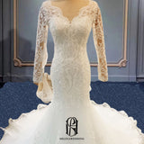 2023 Fanciest Women's Elegant Lace Wedding Dresses For Bride with Sleeves Wedding Bridal Gowns Selina2023041801