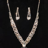 Shiny Fashion Crystal Rhinestone Teardrop Pendent Necklace Dangle Earrings Jewelry Set for Women Lady Girl selina2022092010